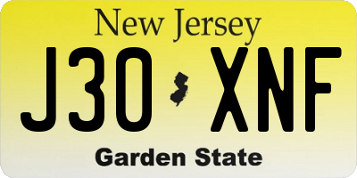 NJ license plate J30XNF