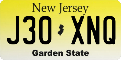 NJ license plate J30XNQ