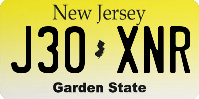 NJ license plate J30XNR