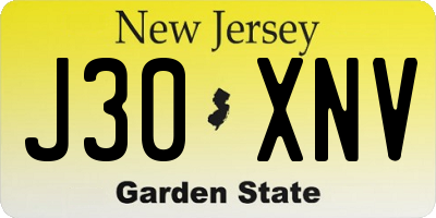 NJ license plate J30XNV