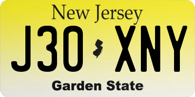 NJ license plate J30XNY