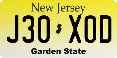 NJ license plate J30XOD
