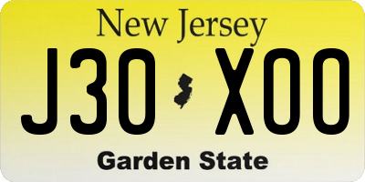 NJ license plate J30XOO