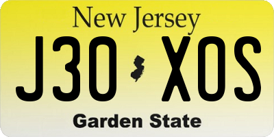NJ license plate J30XOS
