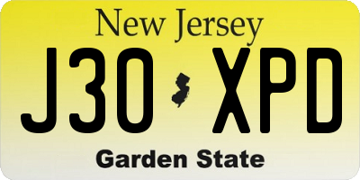NJ license plate J30XPD