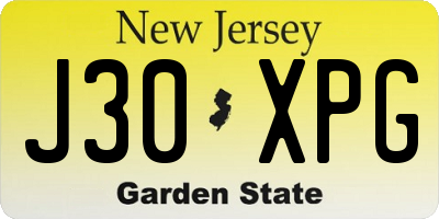 NJ license plate J30XPG