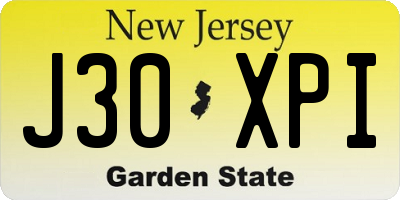 NJ license plate J30XPI