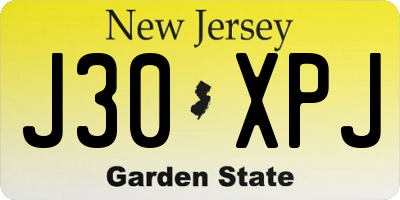 NJ license plate J30XPJ