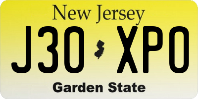 NJ license plate J30XPO