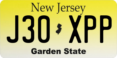 NJ license plate J30XPP