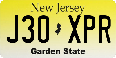 NJ license plate J30XPR