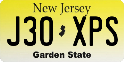NJ license plate J30XPS