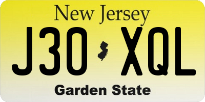 NJ license plate J30XQL