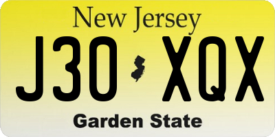 NJ license plate J30XQX