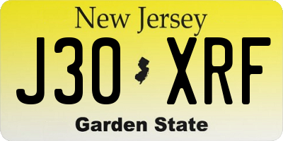 NJ license plate J30XRF