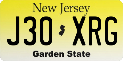 NJ license plate J30XRG