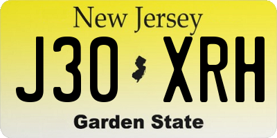NJ license plate J30XRH
