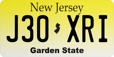 NJ license plate J30XRI