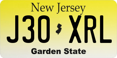NJ license plate J30XRL