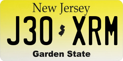 NJ license plate J30XRM