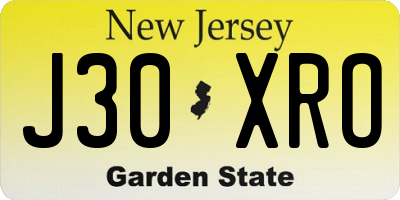 NJ license plate J30XRO
