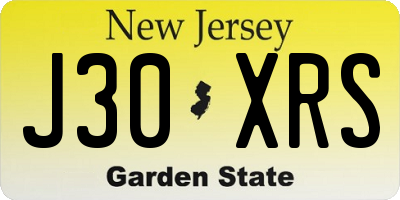 NJ license plate J30XRS