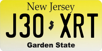 NJ license plate J30XRT