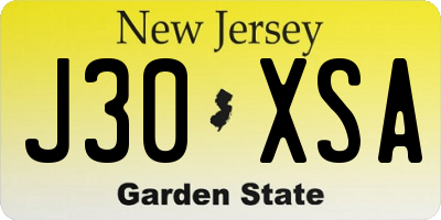 NJ license plate J30XSA