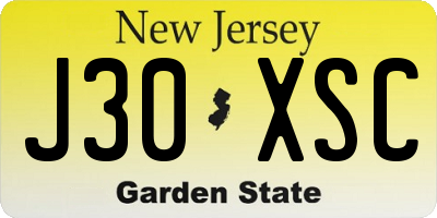 NJ license plate J30XSC