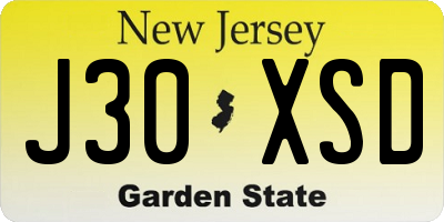 NJ license plate J30XSD