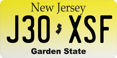 NJ license plate J30XSF