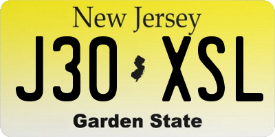 NJ license plate J30XSL