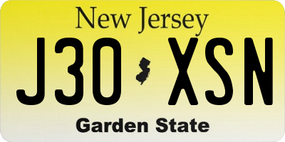 NJ license plate J30XSN