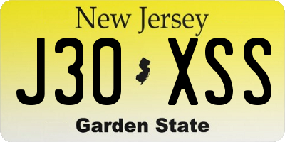 NJ license plate J30XSS
