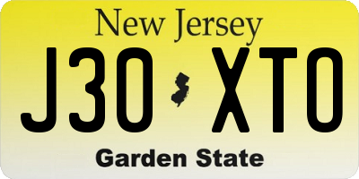 NJ license plate J30XTO