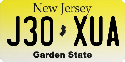 NJ license plate J30XUA