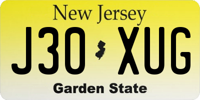 NJ license plate J30XUG