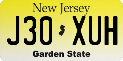 NJ license plate J30XUH