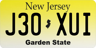NJ license plate J30XUI