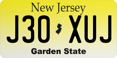 NJ license plate J30XUJ