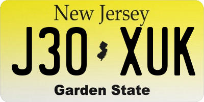 NJ license plate J30XUK
