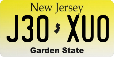NJ license plate J30XUO