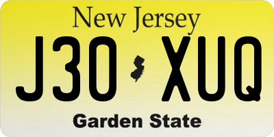NJ license plate J30XUQ