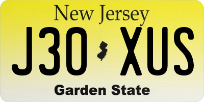 NJ license plate J30XUS