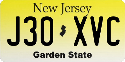 NJ license plate J30XVC