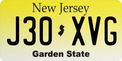 NJ license plate J30XVG