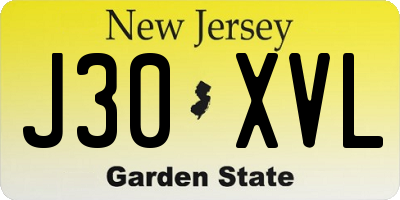NJ license plate J30XVL
