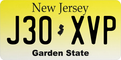 NJ license plate J30XVP