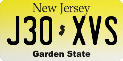 NJ license plate J30XVS