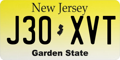 NJ license plate J30XVT